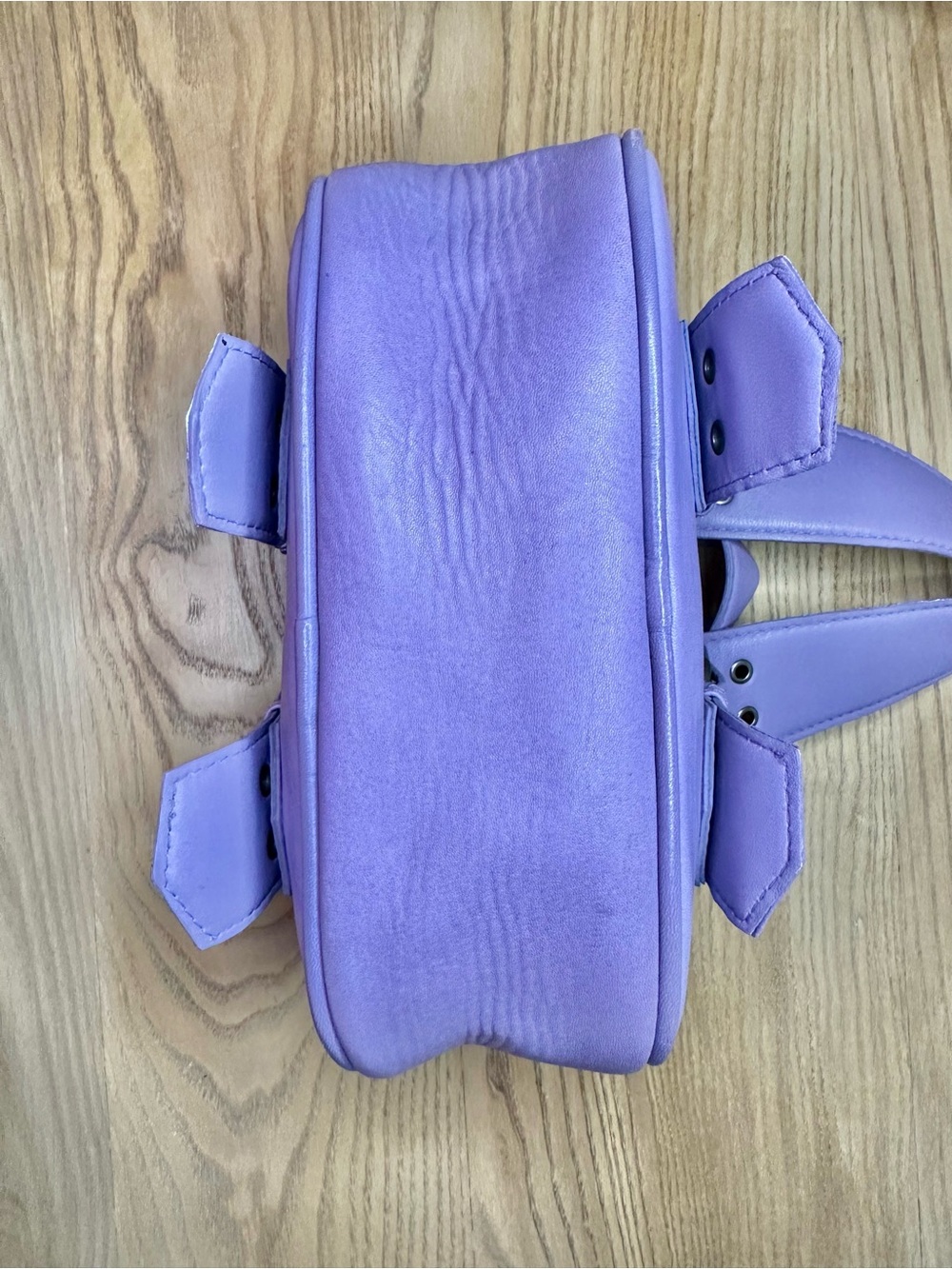 Free People Say Yes Purple Lavender Handbag Mini Faux Leather Vegan Buckle Bag - Picture 4 of 7